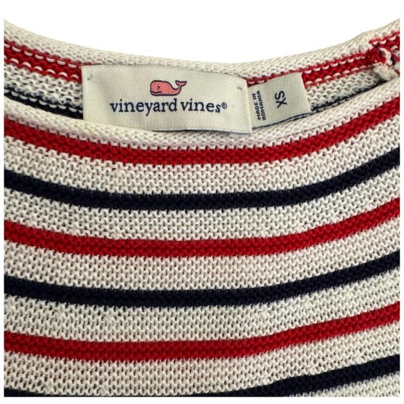 Vineyard Vines Cotton Striped Knit Beach Sweater, Red White & Navy Size XS - Picture 3 of 6